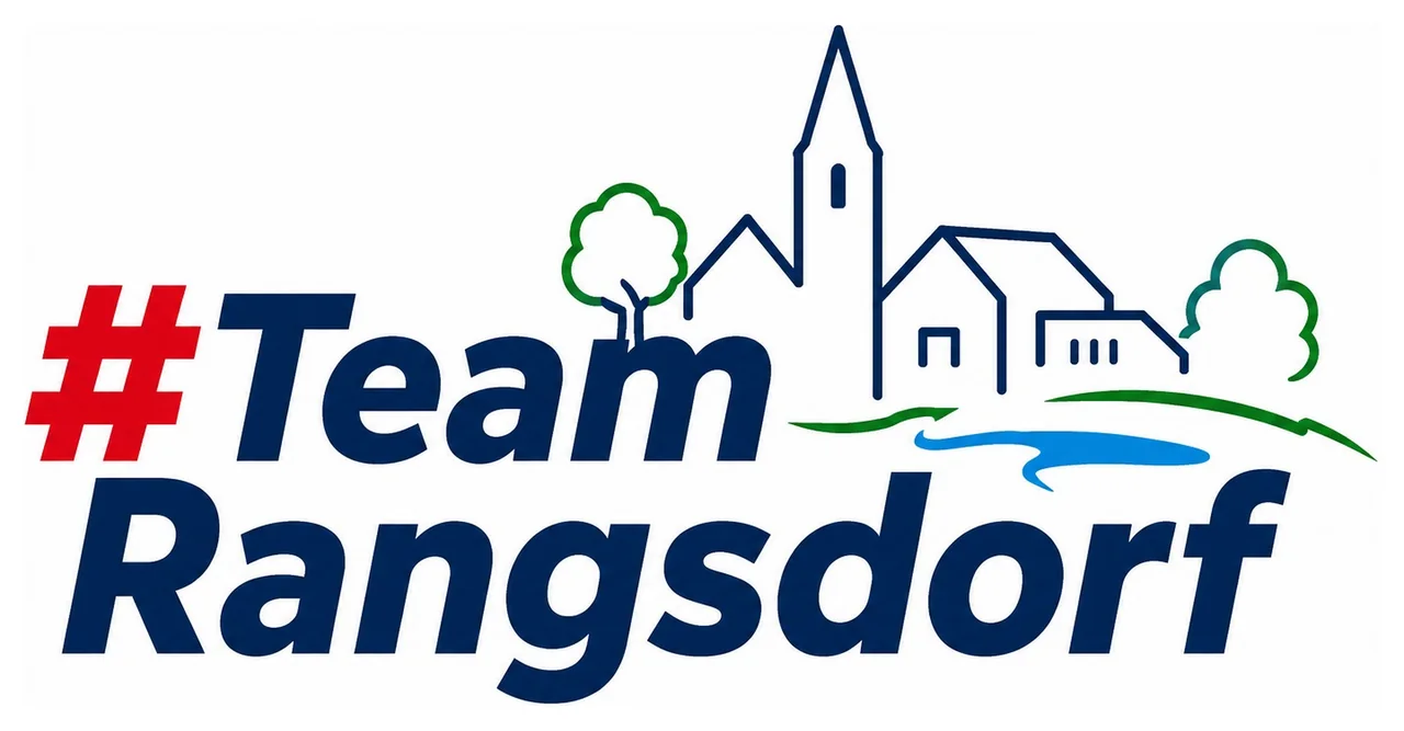 Schriftzug TeamRangsdorf mit rotem Gestaltungselement