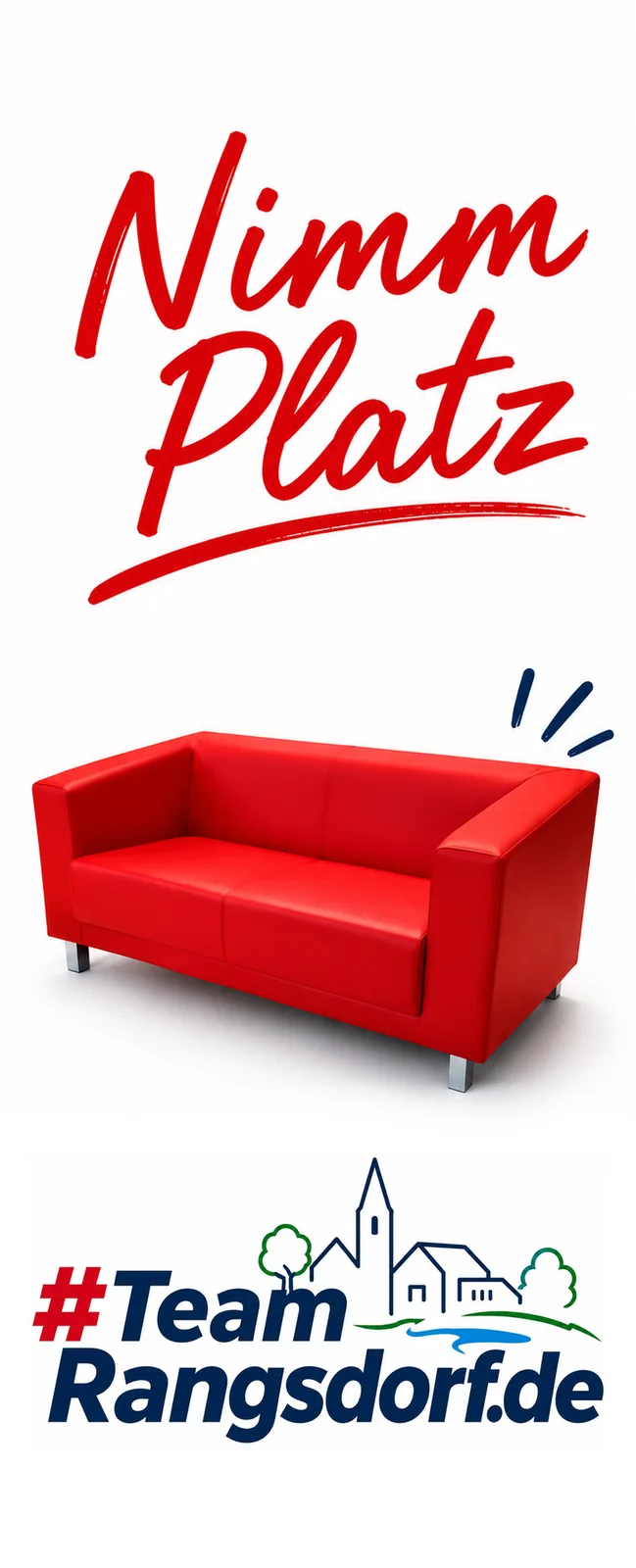 Einladung zum Gespräch: Nimm Platz auf dem roten TeamRangsdorf-Sofa