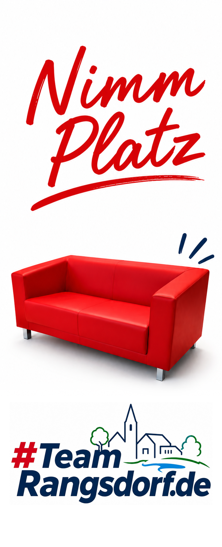 Einladung zum Gespräch: Nimm Platz auf dem roten TeamRangsdorf-Sofa